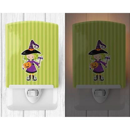 Caroline's Treasures BB9155CNL Halloween Witch #2 Ceramic Night Light Compact, UL-Certified, Ideal for Bedroom, Bathroom, Nursery, Hallway, Kitchen, 6x4x3, Multicolor