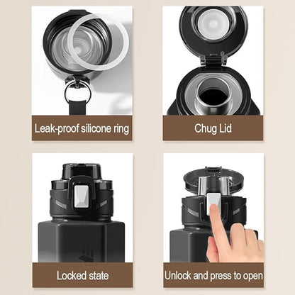 27 oz Hexagon Water Bottle, Wide Mouth Leak Proof Water bottles BPA-free Plastic Water Bottles Hexagonal Shape Water Bottle Reusable Water Bottle With Handle for Travel Fitness(Grey)