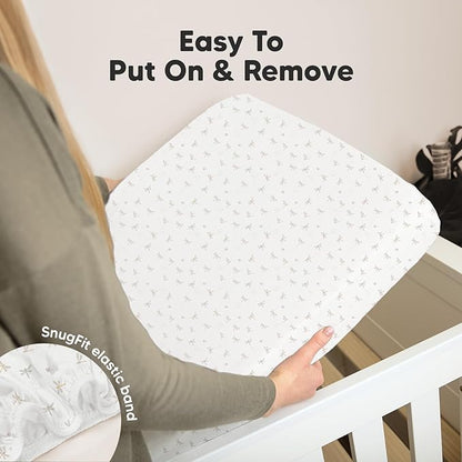 2-Pack Organic Crib Sheets for Boys, Girls - Jersey Fitted Crib Sheet, Baby Crib Sheets Neutral, Crib Mattress Sheet, Cotton Crib Sheets, Breathable Crib Sheet, Baby Mattress Sheets (Meadow)