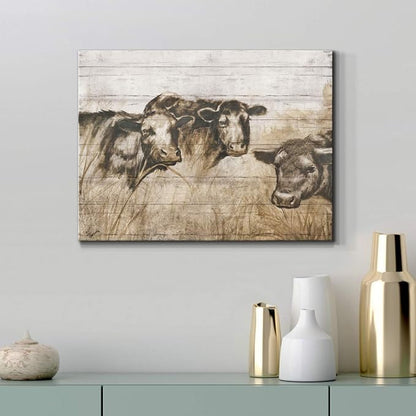 Renditions Gallery Canvas Animal Wall Art Modern Decorations Paintings Vintage Sepia Cows Abstract Black & White Farmhouse Artwork Prints for Bedroom Office Kitchen - 18"x27" LT33