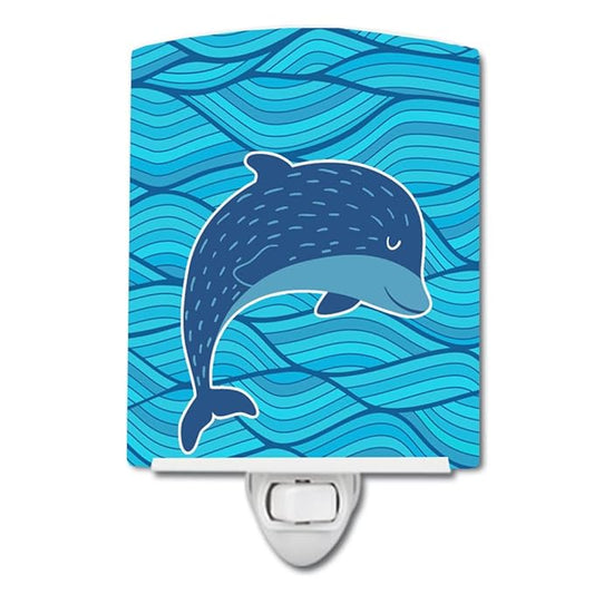 Caroline's Treasures BB6781CNL Dolphin Ceramic Night Light Compact, UL-Certified, Ideal for Bedroom, Bathroom, Nursery, Hallway, Kitchen, 6x4x3, Multicolor
