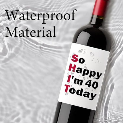 8 Pcs 40th Birthday Gifts for Women Men Wine Labels, 40 Year Old Bbirthday Gifts for Women, Happy 40th Birthday Party Decorations Woman Man Wine Bottle Stickers, 40th Wine Bottle Labels