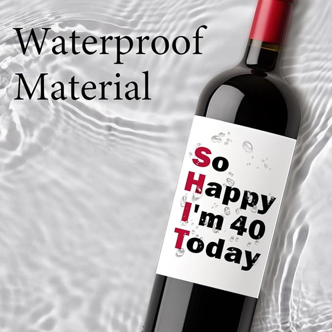 8 Pcs 40th Birthday Gifts for Women Men Wine Labels, 40 Year Old Bbirthday Gifts for Women, Happy 40th Birthday Party Decorations Woman Man Wine Bottle Stickers, 40th Wine Bottle Labels