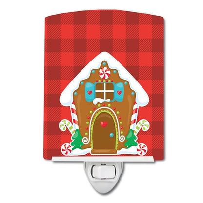 Caroline's Treasures BB8779CNL Christmas Gingerbread House Ceramic Night Light Compact, UL-Certified, Ideal for Bedroom, Bathroom, Nursery, Hallway, Kitchen, 6x4x3, Multicolor