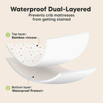 2-Pack Waterproof Crib Sheets for Boys, Girls-Viscose Derived from Bamboo Crib Sheets Neutral,Crib Mattress Protector Sheet,Soft Toddler Bed Sheets,Fitted Baby Crib Sheets Girl,Boy (Butterflies)