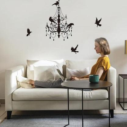 SUPERDANT Halloween Wall Stickers Gothic Chandelier Wall Decals Crow Wall Sticker Halloween Stickers for Kids Halloween Window Decoration for Halloween Party Decorations