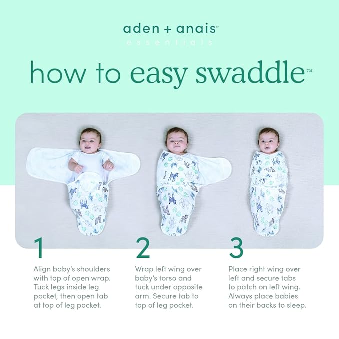 aden + anais, Velboa Baby Wrap, Newborn Wearable Swaddle Blanket, TOG 1.5, 3 Pack, Pink Arts and Crafts, 0-3 Months