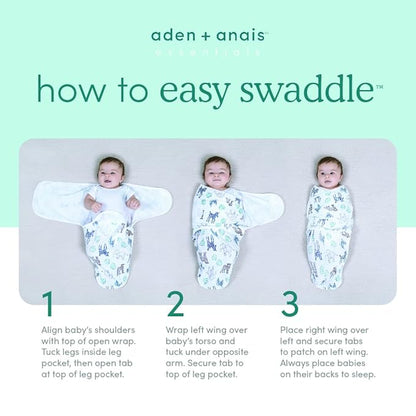aden + anais, Velboa Baby Wrap, Newborn Wearable Swaddle Blanket, TOG 1.5, 3 Pack, Pink Arts and Crafts, 0-3 Months