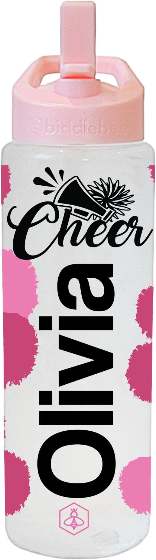 32oz Cheerleader Water Bottle with Straw Lid | BPA-Free Reusable Bottles for Cheerleaders, Cheer Team or Cheerleading Coach | Great Gifts for Girls, Coaches (Custom Cheer)