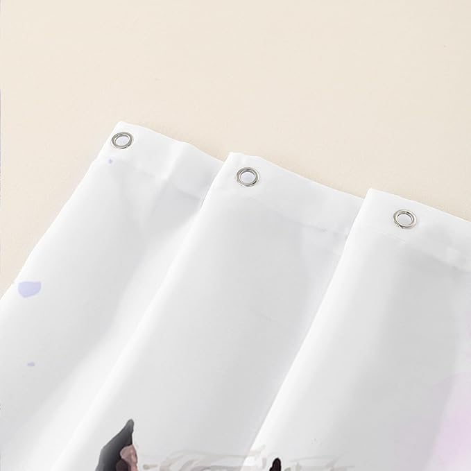 AILONEN Watercolor Flower Horse Shower Curtain,Galloping Horse Bath Curtain,Purple Lavender Horse Decoration Bathroom Curtain with 12 Plastic Hooks,Waterproof 36" W*72" H