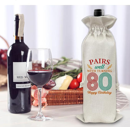 80th Birthday Gifts Wine Bag Congratulations Gifts for Women Men Parents Mom Dad Anniversary 1944 Birthday Wine Gift Bag