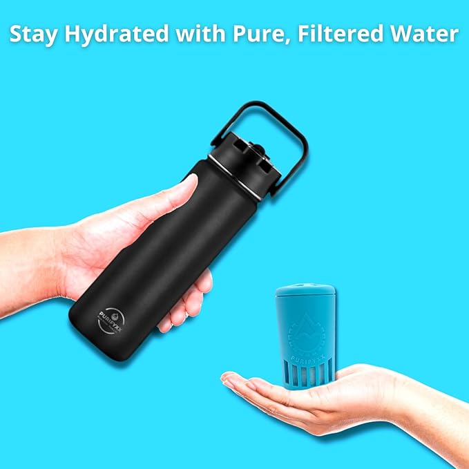 HydroBottle | Stainless Steel Filtered Water Bottle, 24 oz | BPA-Free, Removes Lead, Chlorine, Arsenic, VOCs | Filter Lasts 3 Months, Replaces 568 Plastic Bottles