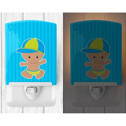 Caroline's Treasures BB8651CNL Beach Baby Boy with Hat Ceramic Night Light Compact, UL-Certified, Ideal for Bedroom, Bathroom, Nursery, Hallway, Kitchen, 6x4x3, Multicolor