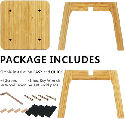 Kids Step Stool - Toddler Stool - Bamboo Wooden Stepping Foot Stools Adult Bedside Step Stool for Bed 350 Lbs Capacity Portable Small Stools to Sit on (Small Square)