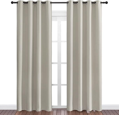 NICETOWN Natural Room Darkening Curtains 86" Long for Boho Farmhouse Home Decoration, Window Treatment Total Privacy Drape Panels for Bedroom Living Room Guest Room (55" Wide, Set of 2)