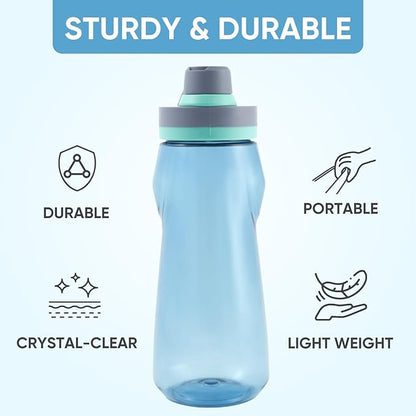Kerilyn 32oz Water Bottle, Wide Mouth Plastic Water Bottles Chug Lid Sports Water Bottle, Reusable Water Bottle With Handle, Leak-Proof Clear Water Bottle for Travel, Fitness, Men, Women, Blue