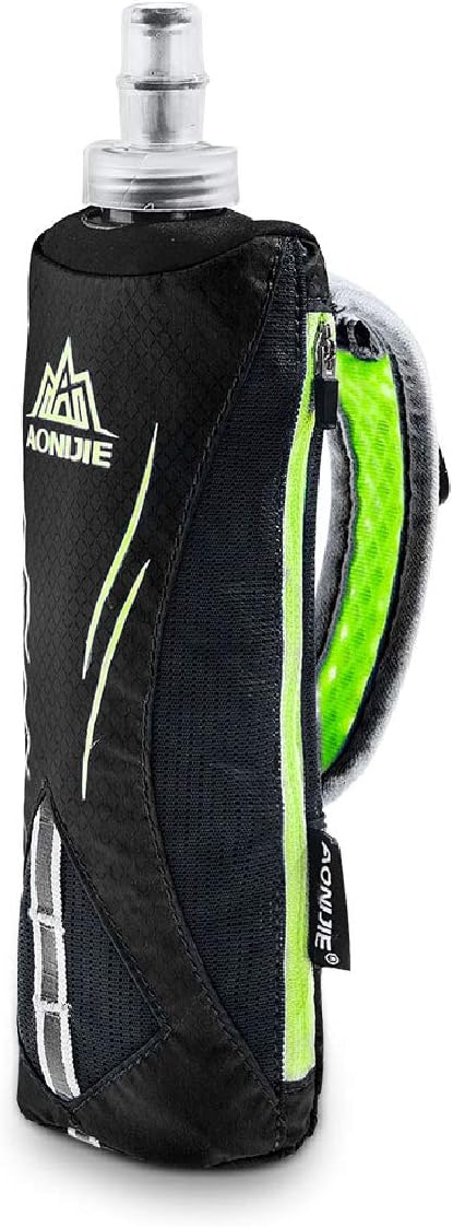 Azarxis Handheld Water Bottle and Phone Case for Running/Walking, Quick Grip Handheld Soft Flask 17oz with Hand Strap Hydration Pack for Runners and Athletes (Black)