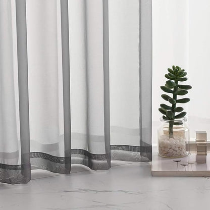 Grey Sheer Voile Curtains Gray Sheer Curtain Translucent Solid Color Window Treatment 63 Inches Long Panels Rod Pocket Grey Drapes for Bedroom Living Room 2 Panels 52x63