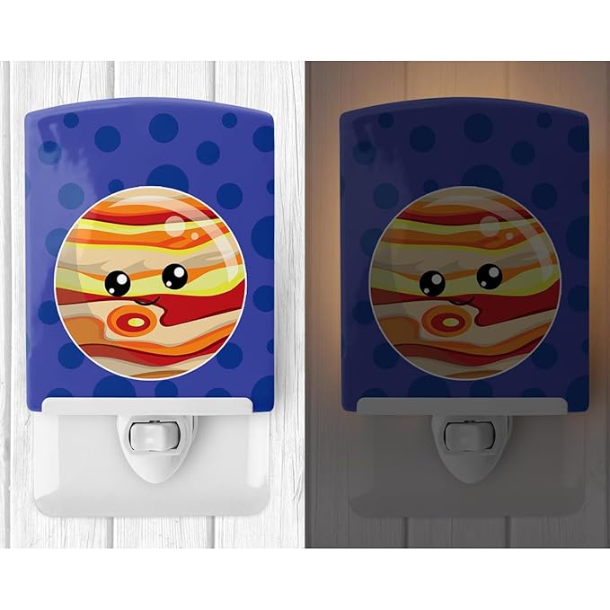 Caroline's Treasures BB9040CNL Planets Jupiter Ceramic Night Light Compact, UL-Certified, Ideal for Bedroom, Bathroom, Nursery, Hallway, Kitchen, 6x4x3, Multicolor