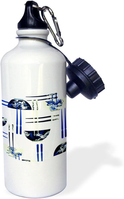 3dRose "Picture Of Oriental Bowl n Chopsticks" Sports Water Bottle, 21 oz, White