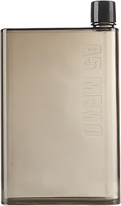 IUI Flat Water Bottle 14 oz, Leak Proof and Slim Reusable Flat Water Bottle, Portable Cute Water Bottle for Purse Pocket School Sports Travel Brown