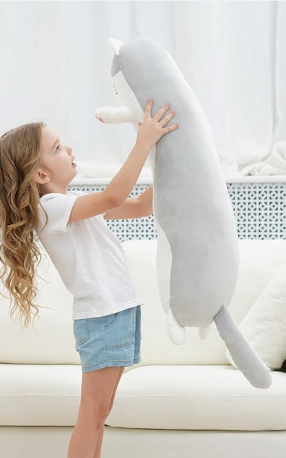 35.4" Cat Stuffed Animal, Soft Long Pillow Doll Cute Cartoon Kitten Plush Hugging Pillow Plushies Toy Gift for Kids, Girls,Birthday,Valentine,Easter