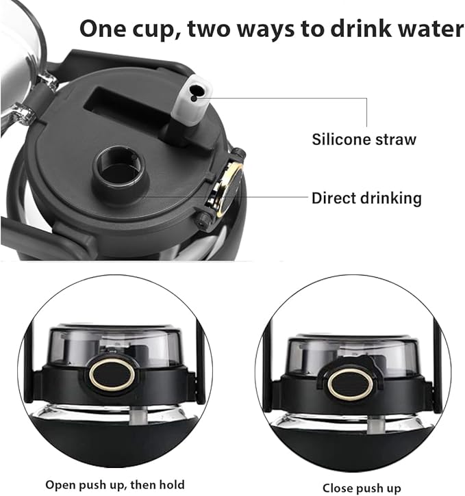 64oz Glass Water Bolttles with Straw，Motivational Half Gallon Water Bottle with Time Marker & Silicone Sleeve, Leakproof & BPA Free Reusable Clear Glass Water Jug for Gym Workout (Green)