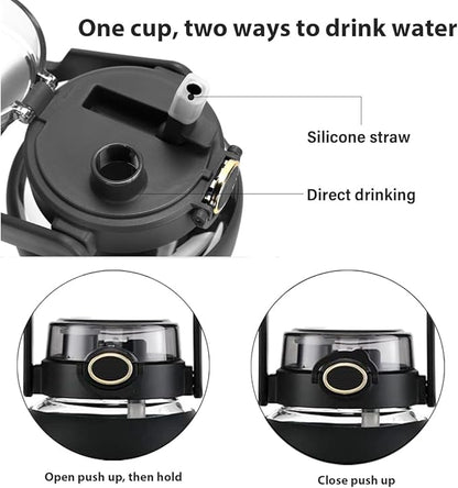 64oz Glass Water Bolttles with Straw，Motivational Half Gallon Water Bottle with Time Marker & Silicone Sleeve, Leakproof & BPA Free Reusable Clear Glass Water Jug for Gym Workout (Green)