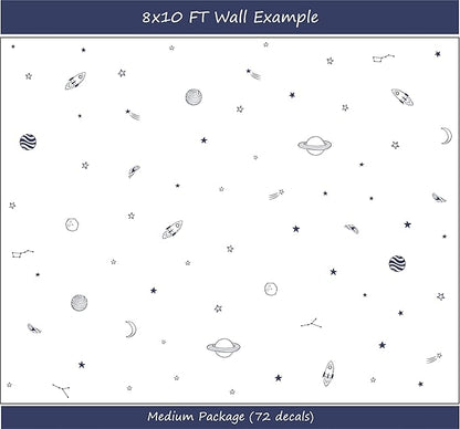 Space Wall Decals Kids Room Stars Planets Shooting Stars Rocket Wall Stickers Nursery Decor