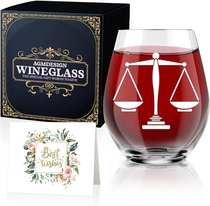 AGMDESIGN Stemless Wine Glass, 17 oz, Glass, Funny, Modern, Durable, Reusable, Hand Wash Only, Stemles, Letter Print, Wedding, Personal Use