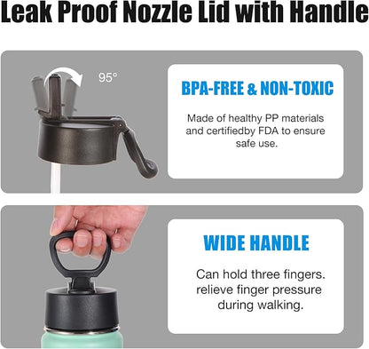 Volhoply 24oz Insulated Water Bottle With Straw Bulk 8 Pack,Metal Wide Mouth Water Bottles With Handle Keep Cold,Reusable Double Wall Thermos,Powder Coated Sport Bottle For Holder(Assorted,8 count)