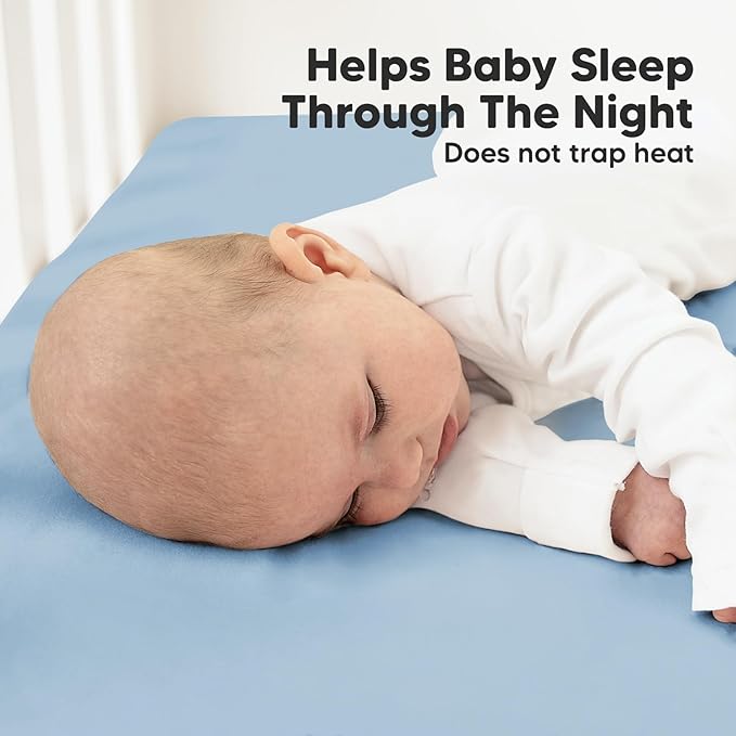 2-Pack Organic Crib Sheets for Boys, Girls - Jersey Fitted Crib Sheet, Baby Crib Sheets Neutral, Crib Mattress Sheet, Cotton Crib Sheets, Breathable Crib Sheet, Baby Mattress Sheets (Cornflower)