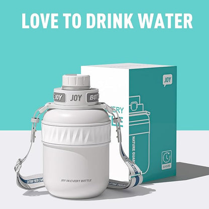 Stainless-Steel Water Bottle: Leakproof Lid, Perfect Sip, Double Insulated, Eco-Friendly, Dishwasher Safe & Stylish Strap (Beluga Whale, 32 oz)