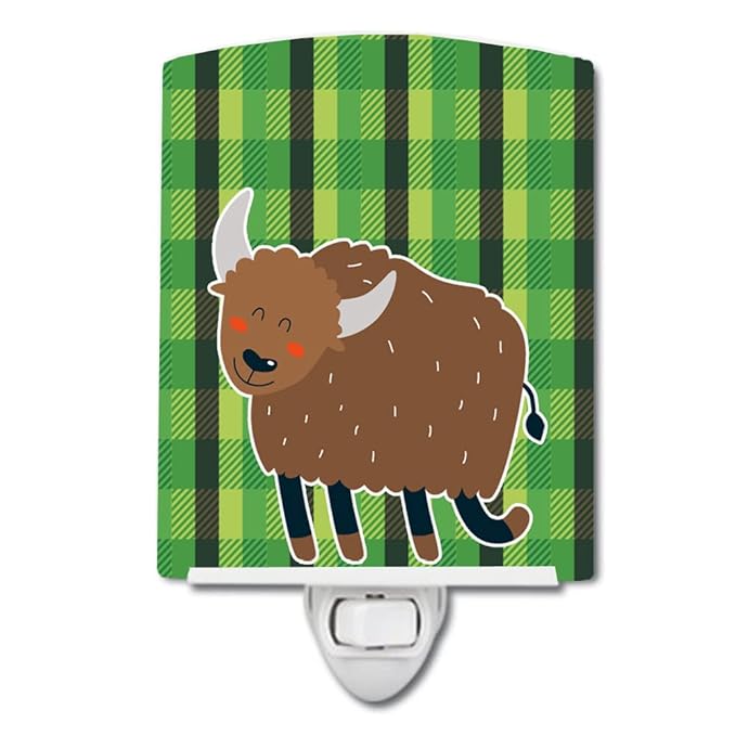 Caroline's Treasures BB6763CNL Bull Ceramic Night Light Compact, UL-Certified, Ideal for Bedroom, Bathroom, Nursery, Hallway, Kitchen, 6x4x3, Multicolor