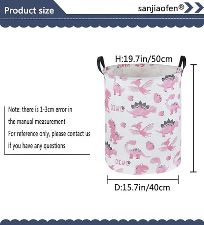 Pink Dinosaur Hamper,Kids Laundry Basket,Pink Storage Baskets for Boys and Girls Room Decor,Dinosaur Basket,Toy Organizer,Gift Hamper(Pink Dinosaur)