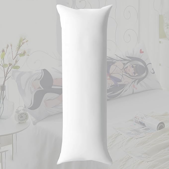 Anime Body Pillow Insert, 20""x 60"" Hugging Body Pillow Core, fit for 50x150 cm Japanese Anime Dakimakura Long Throw Pillow Vacuum Package 1 Piece (20x60 inches), White, ZhiRui-BodyPilow-New01
