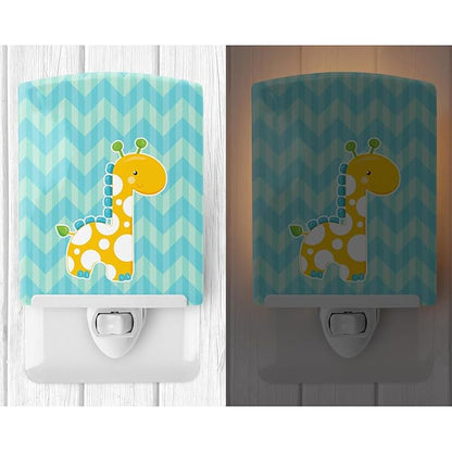 Caroline's Treasures BB6821CNL Boy Giraffe Ceramic Night Light Compact, UL-Certified, Ideal for Bedroom, Bathroom, Nursery, Hallway, Kitchen, 6x4x3, Multicolor