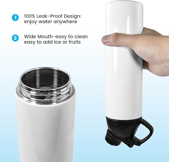 AGH 20 oz Sublimation Sports Water Bottle Blanks with Straw & Handle Lid Straight Tumblers Stainless Steel Metal Vacuum Insulated Flask for Glitter Vinyl, Sport Outdoor Travel 4pcs