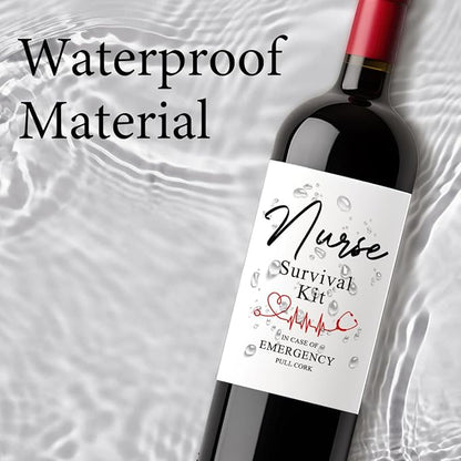 8 Pcs Nurse Wine Labels, Nurses Nursing Graduation Party Decorations Gifts for Her Women, Nurse Appreciation Graduation Retirement Gifts, Nurse Survival Kit Wine Bottle Stickers Labels