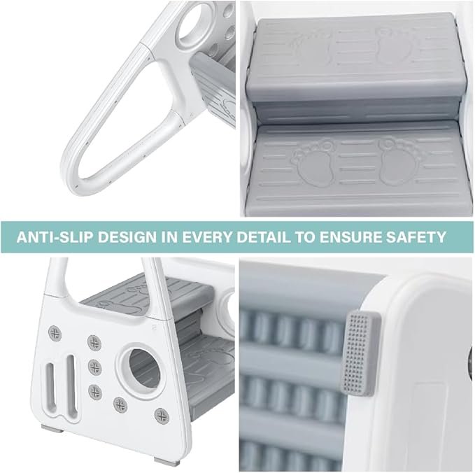 Toddler Step Stool for Bathroom Toilet Potty Training Children Step Ladder Step Stool for Kids with Safety Handles (Two Floor)