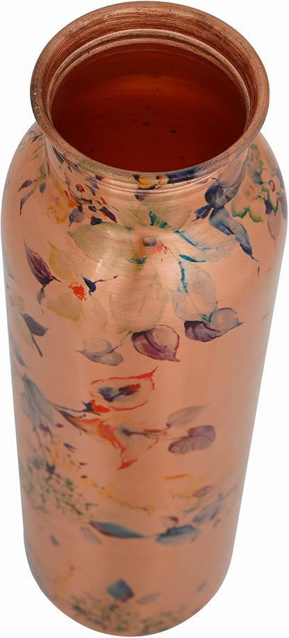 Copper Water Bottle Ayurvedic Copper Water Bottle for Drinking 32oz/ 1 Ltr Antique Carafe with lids Pure Copper Water Bottle for Gym, Office Hiking,Travel Outdoor Water Vessel