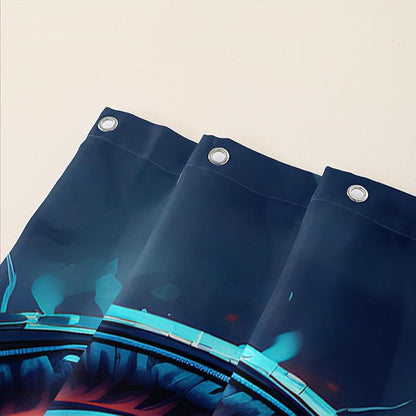 AILONEN Headset Skull Shower Curtain,Hip Hop Skeleton Fire Skull Bath Curtain,Cool Skull Decoration Bathroom Curtain with 12 Plastic Hooks,Waterproof 72" W*78" H