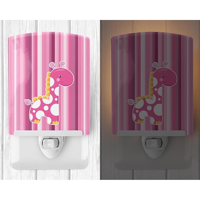 Caroline's Treasures BB6827CNL Girl Giraffe Ceramic Night Light Compact, UL-Certified, Ideal for Bedroom, Bathroom, Nursery, Hallway, Kitchen, 6x4x3, Multicolor