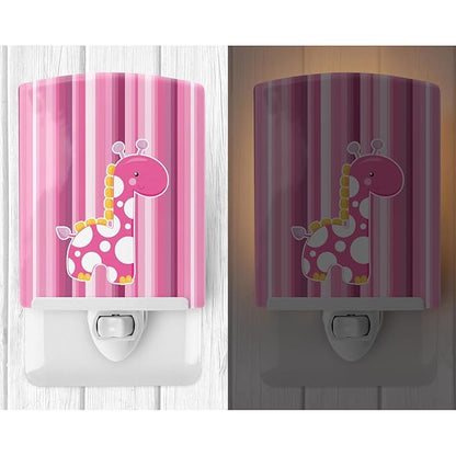 Caroline's Treasures BB6827CNL Girl Giraffe Ceramic Night Light Compact, UL-Certified, Ideal for Bedroom, Bathroom, Nursery, Hallway, Kitchen, 6x4x3, Multicolor