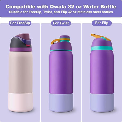 2PCS Silicone Water Bottle Boot for Owala 24oz 32oz 40oz, Anti-Slip Protective Sleeve Bottom Bumper Protector for FreeSip, Twist, and Flip Stainless Steel Water Bottles