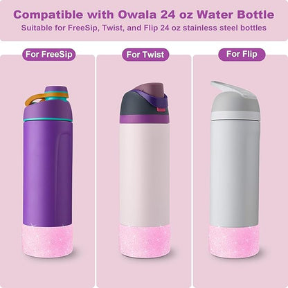 2PCS Silicone Water Bottle Boot for Owala 24oz 32oz 40oz, Anti-Slip Protective Sleeve Bottom Bumper Protector for FreeSip, Twist, and Flip Stainless Steel Water Bottles