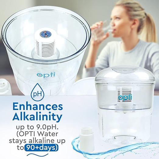 3 Gallon Water Jug Alkaline Water Filter for Top Load Water Dispenser | Opti Flex Water Jug Alkaline Filter Removes Water Contaminants While Increasing Water Alkaline Measurement Up to 9.0