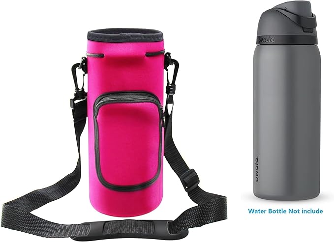 AF-WAN Carrier Water Bottle Insulation Sleeve,Waterproof, Anti-Slip, Anti-Scratch Pouch with Shoulder Strap, Compatible with Owala Insulated Stainless Steel Water Bottle (Rose Red, For 32 oz)
