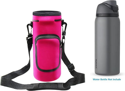 AF-WAN Carrier Water Bottle Insulation Sleeve,Waterproof, Anti-Slip, Anti-Scratch Pouch with Shoulder Strap, Compatible with Owala Insulated Stainless Steel Water Bottle (Rose Red, For 32 oz)