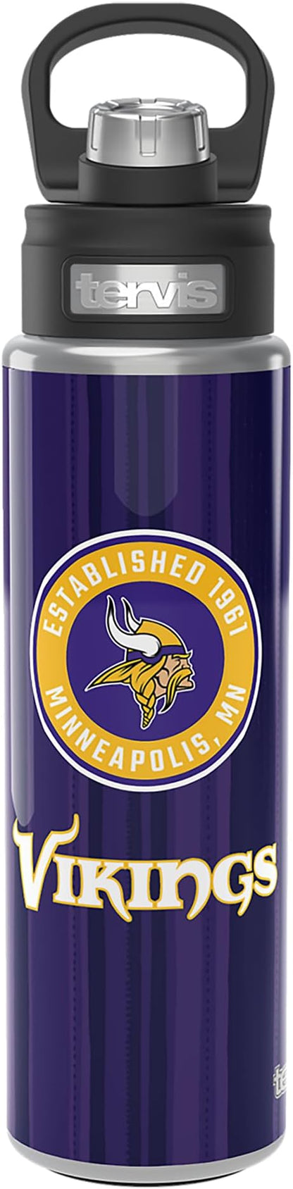 Tervis NFL Minnesota Vikings - All In Triple Walled Insulated Tumbler Travel Cup Keeps Drinks Cold, 24oz Wide Mouth Bottle, Stainless Steel